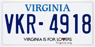 VA license plate VKR4918