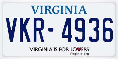 VA license plate VKR4936