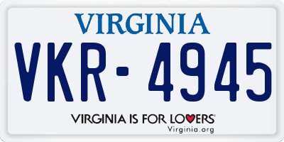 VA license plate VKR4945