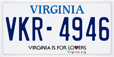 VA license plate VKR4946