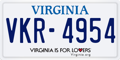 VA license plate VKR4954