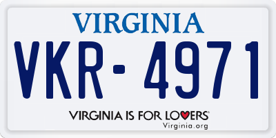 VA license plate VKR4971