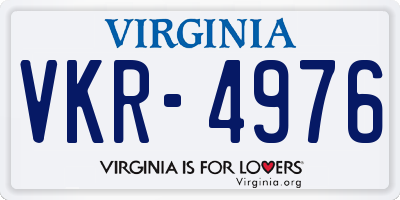 VA license plate VKR4976