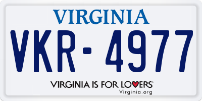 VA license plate VKR4977