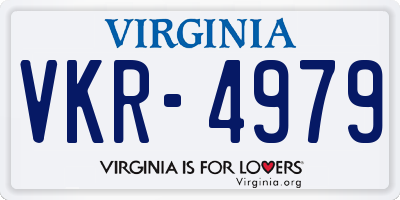 VA license plate VKR4979