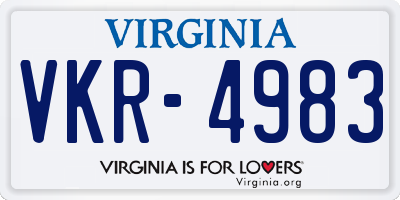 VA license plate VKR4983