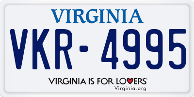 VA license plate VKR4995