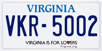 VA license plate VKR5002