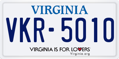 VA license plate VKR5010