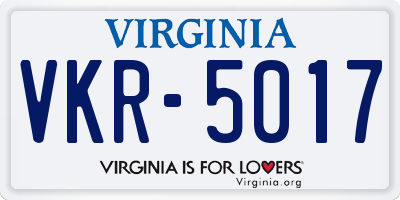 VA license plate VKR5017