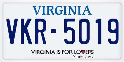 VA license plate VKR5019