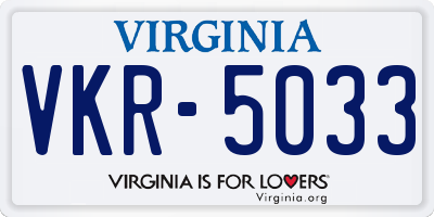 VA license plate VKR5033