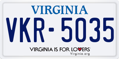 VA license plate VKR5035
