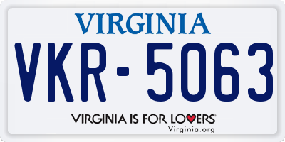 VA license plate VKR5063