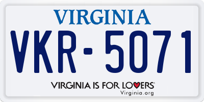 VA license plate VKR5071