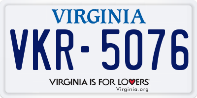 VA license plate VKR5076