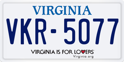 VA license plate VKR5077