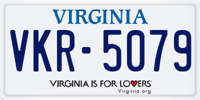 VA license plate VKR5079