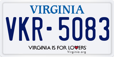 VA license plate VKR5083