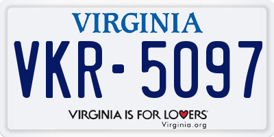 VA license plate VKR5097