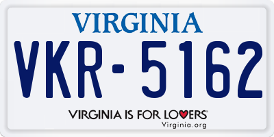 VA license plate VKR5162