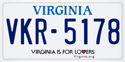VA license plate VKR5178