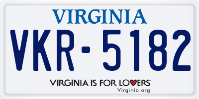VA license plate VKR5182