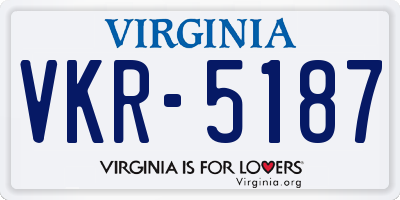 VA license plate VKR5187
