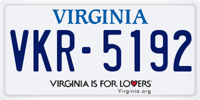 VA license plate VKR5192