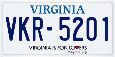 VA license plate VKR5201