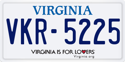 VA license plate VKR5225
