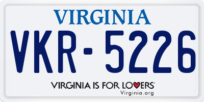 VA license plate VKR5226