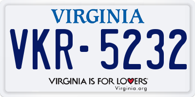 VA license plate VKR5232