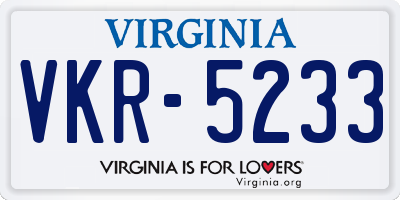 VA license plate VKR5233