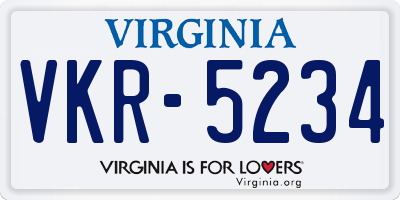 VA license plate VKR5234