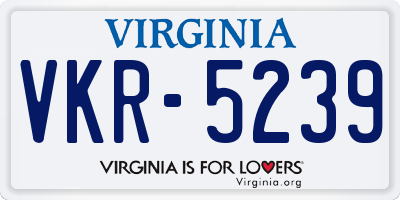 VA license plate VKR5239