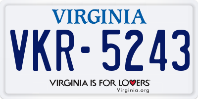 VA license plate VKR5243