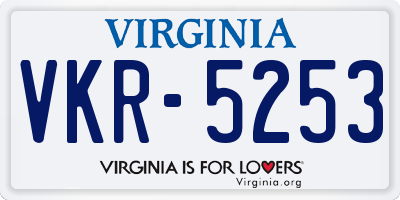 VA license plate VKR5253