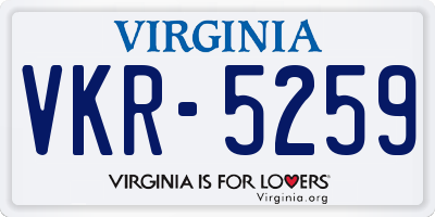 VA license plate VKR5259