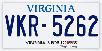 VA license plate VKR5262