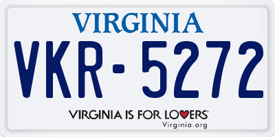 VA license plate VKR5272