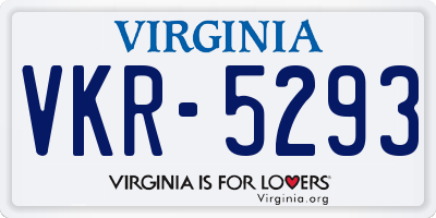 VA license plate VKR5293