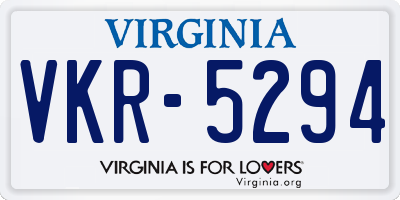 VA license plate VKR5294