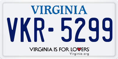 VA license plate VKR5299