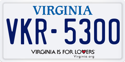 VA license plate VKR5300