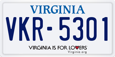 VA license plate VKR5301