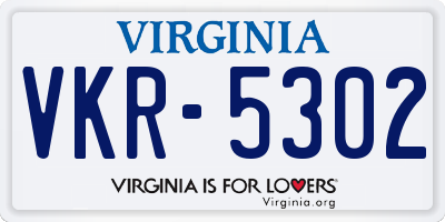 VA license plate VKR5302