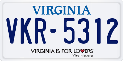 VA license plate VKR5312