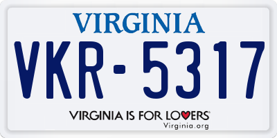 VA license plate VKR5317
