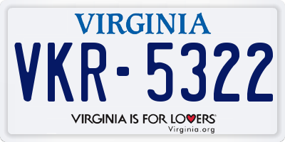 VA license plate VKR5322